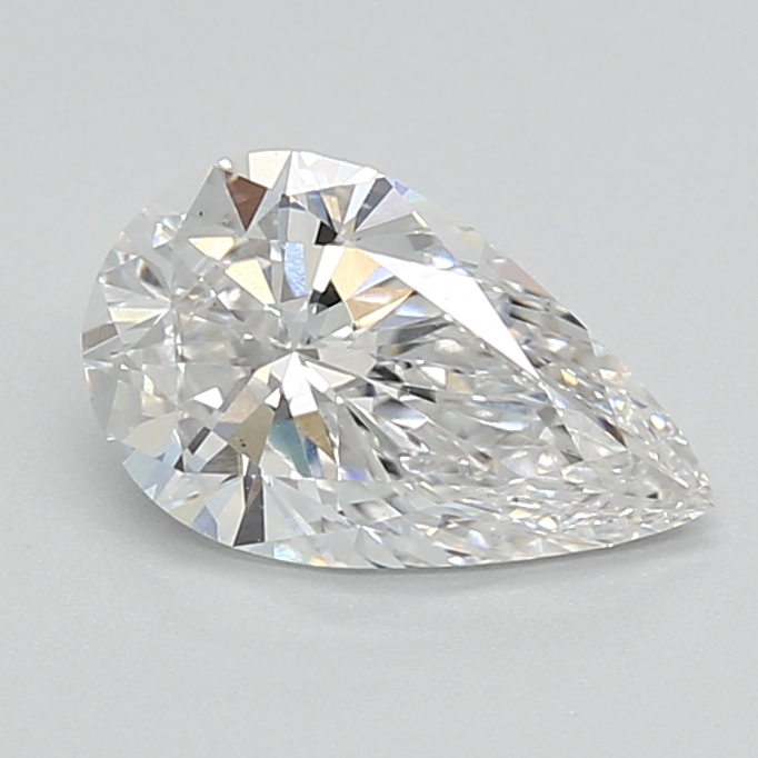 0.99-carat pear diamond with E color, null cut, and VS1 clarity.