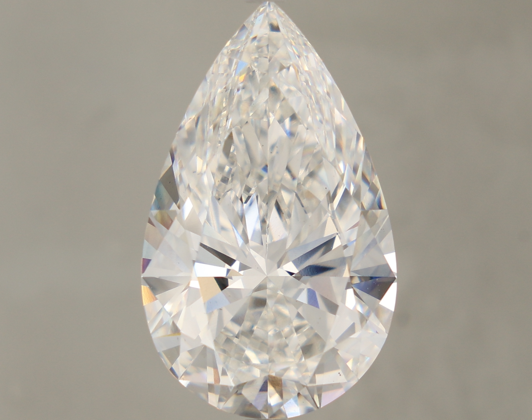 10.33-carat pear diamond with D color, null cut, and VS2 clarity.