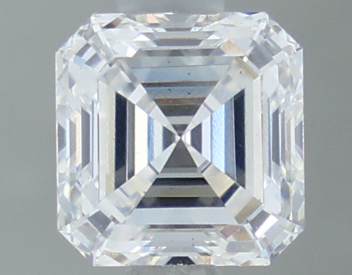 1.02-carat asscher diamond with E color, null cut, and VS1 clarity.