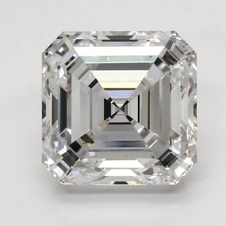 2.91-carat asscher diamond with E color, null cut, and VS1 clarity.