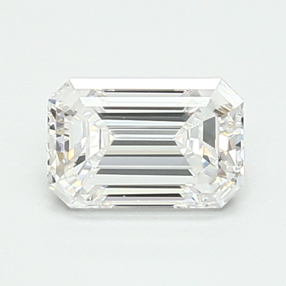 0.91-carat emerald diamond with E color, null cut, and VS1 clarity.