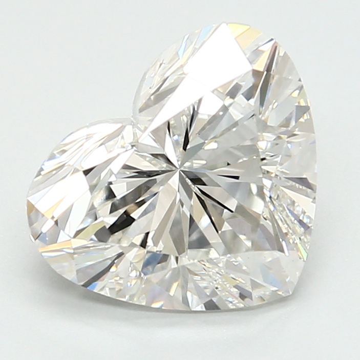 2.61-carat heart diamond with F color, null cut, and VS1 clarity.