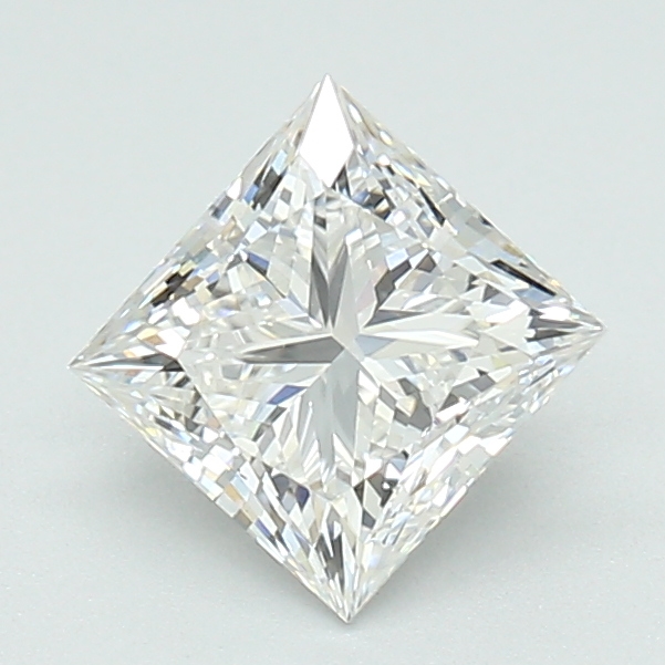 1-carat princess diamond with E color, null cut, and VS1 clarity.