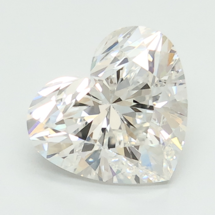 2.05-carat heart diamond with F color, null cut, and VVS2 clarity.