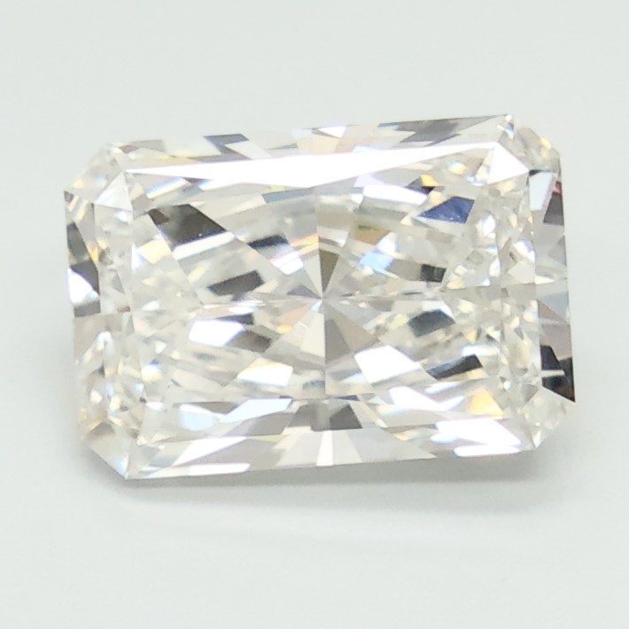 2.07-carat radiant diamond with F color, null cut, and VVS2 clarity.