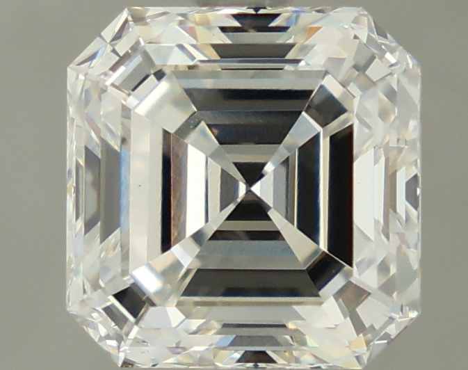 2.44-carat asscher diamond with G color, null cut, and VVS2 clarity.