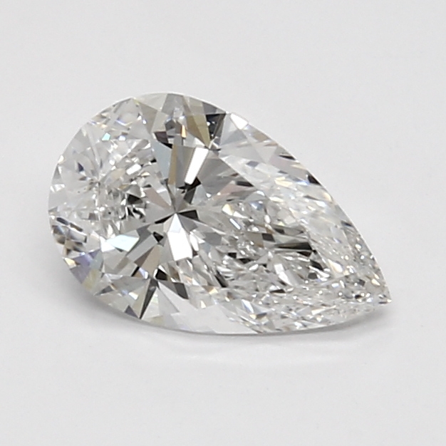 0.96-carat pear diamond with E color, null cut, and VS2 clarity.