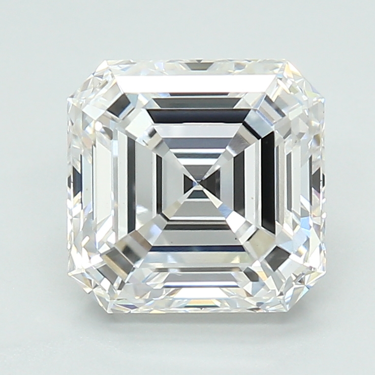 2.59-carat asscher diamond with D color, null cut, and VS1 clarity.