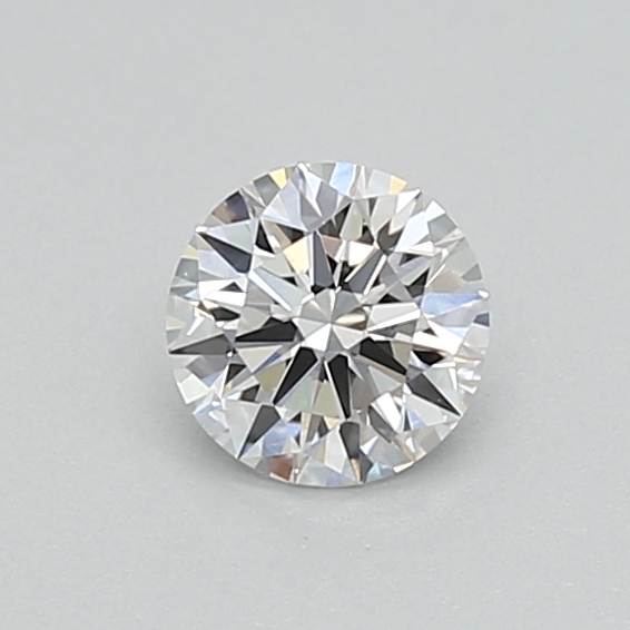 0.33-carat round diamond with E color, null cut, and VVS2 clarity.