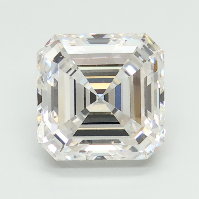 2.08-carat asscher diamond with E color, null cut, and VS1 clarity.
