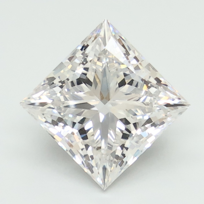 2.1-carat princess diamond with E color, null cut, and VS2 clarity.