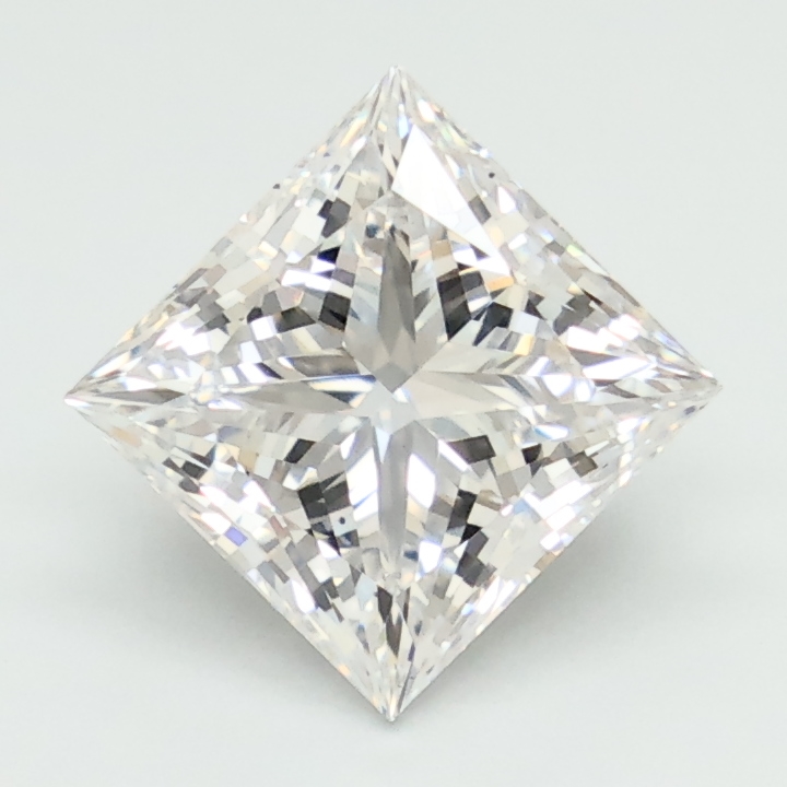 2.08-carat princess diamond with D color, null cut, and VS2 clarity.