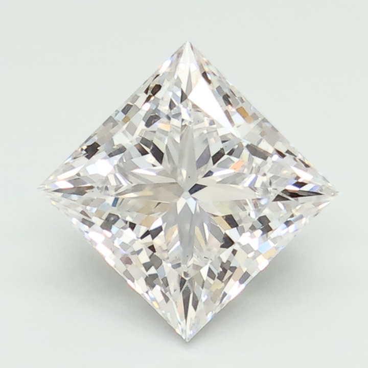 2.08-carat princess diamond with D color, null cut, and VS2 clarity.