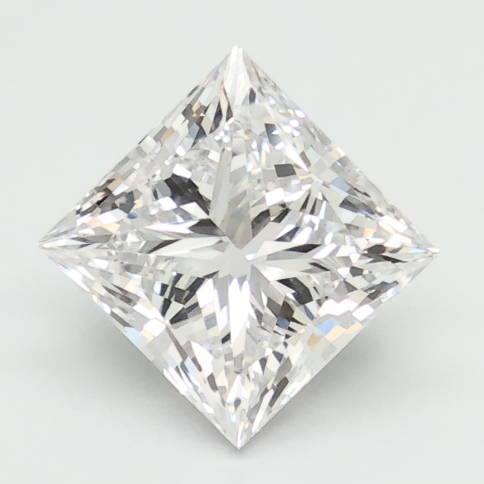 2-carat princess diamond with D color, null cut, and VS1 clarity.