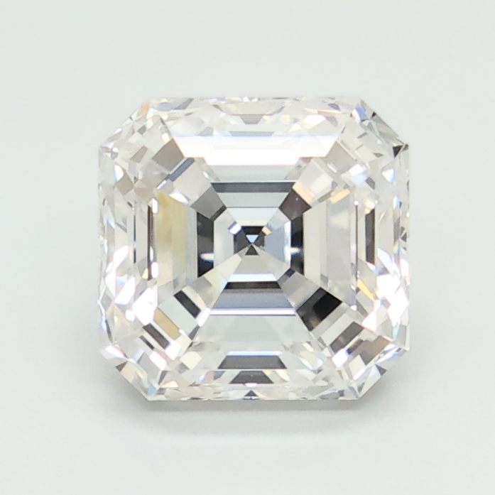 2.08-carat asscher diamond with E color, null cut, and VVS2 clarity.