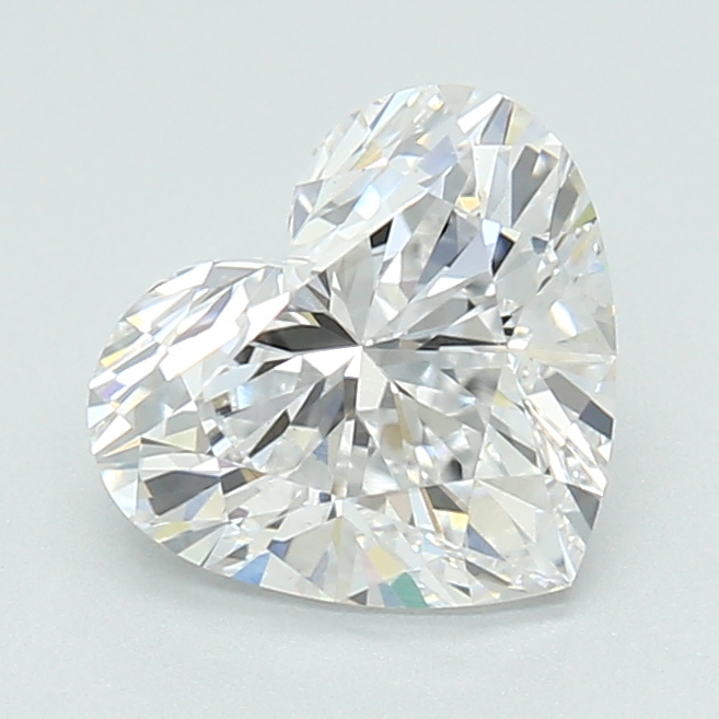 1.5-carat heart diamond with D color, null cut, and VS2 clarity.