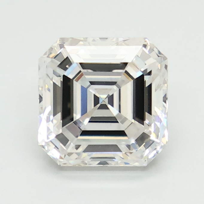 2.01-carat asscher diamond with E color, null cut, and VS1 clarity.