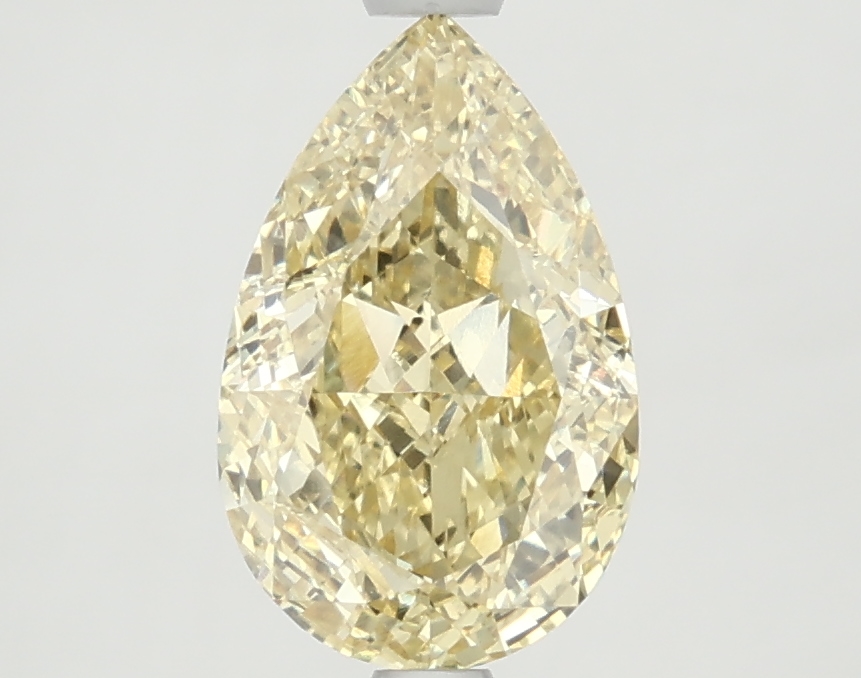 2.15-carat pear diamond with null color, null cut, and VVS2 clarity.