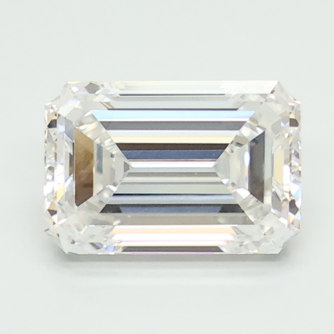 2.09-carat emerald diamond with D color, null cut, and VVS2 clarity.