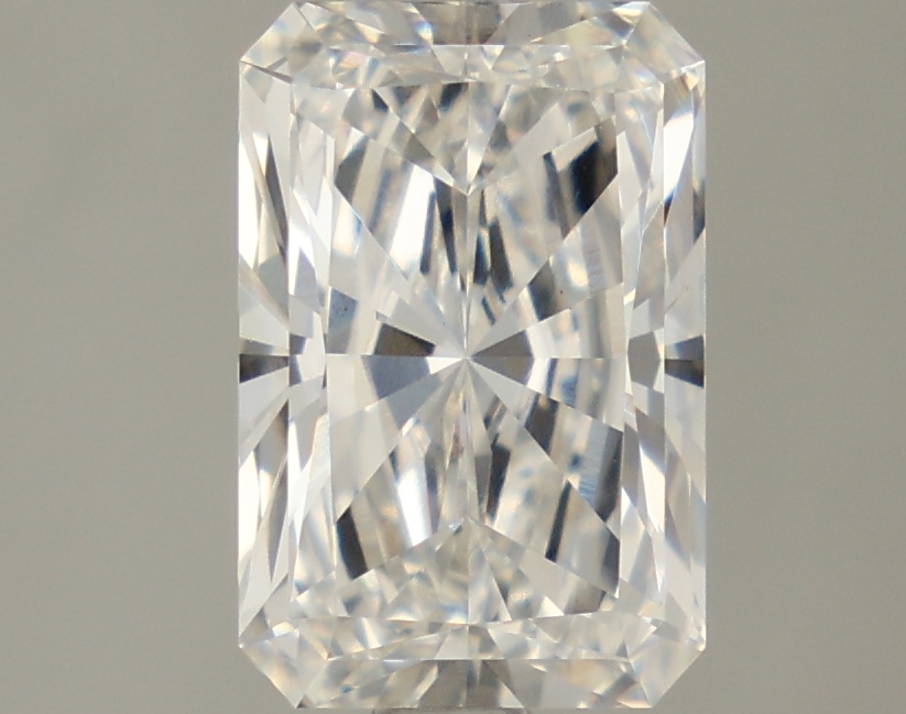 2.1-carat radiant diamond with E color, null cut, and VVS2 clarity.