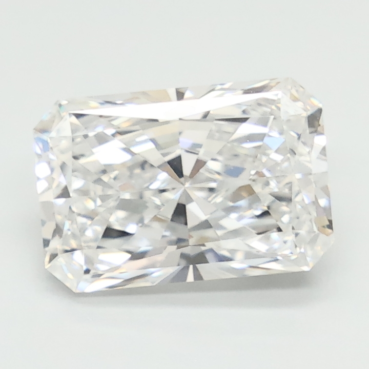 2.09-carat radiant diamond with D color, null cut, and VVS2 clarity.