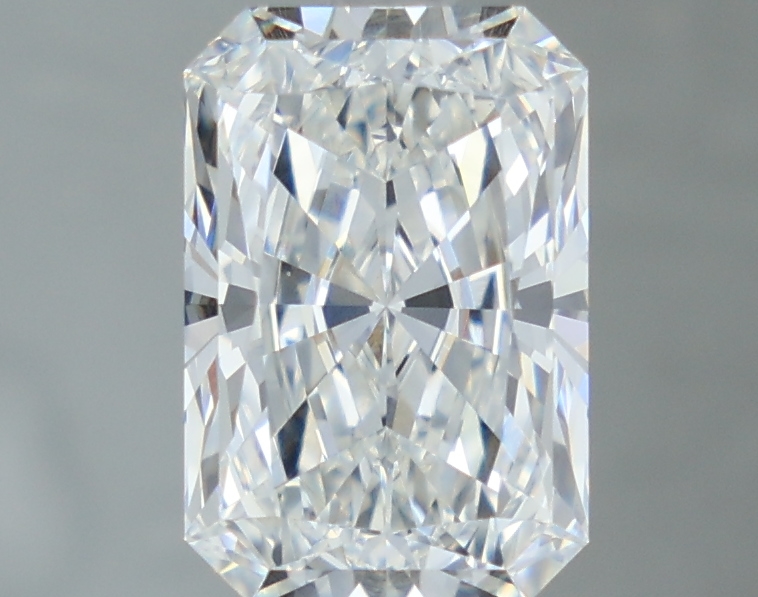 2.12-carat radiant diamond with E color, null cut, and VVS2 clarity.