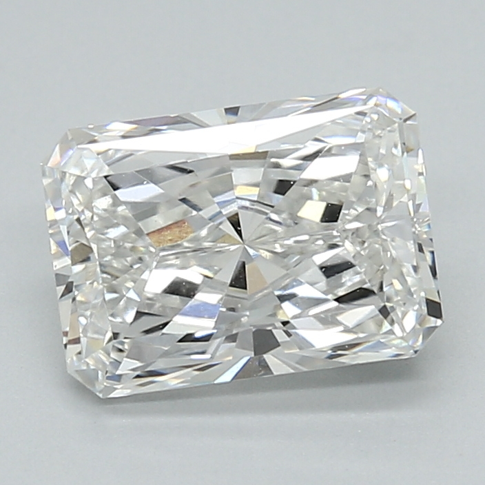 2.06-carat radiant diamond with F color, null cut, and VVS2 clarity.