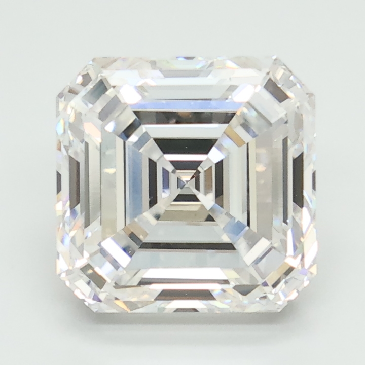 3.01-carat asscher diamond with D color, null cut, and VVS2 clarity.