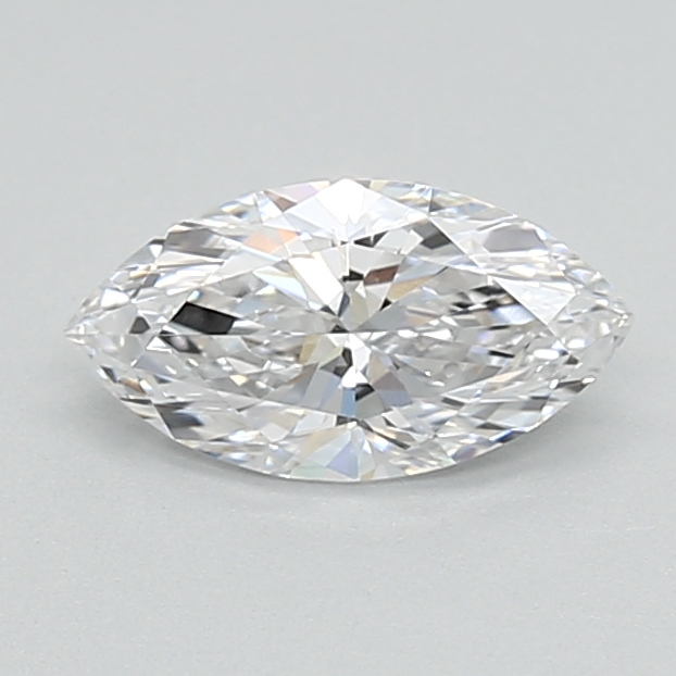 0.53-carat marquise diamond with D color, null cut, and VVS1 clarity.