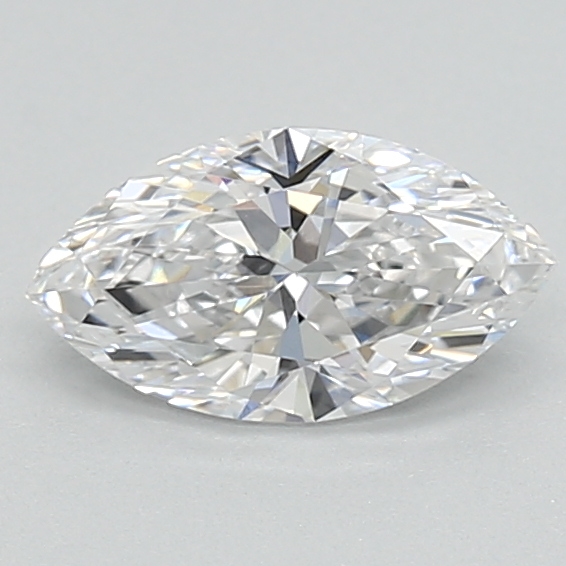 0.59-carat marquise diamond with D color, null cut, and VVS2 clarity.