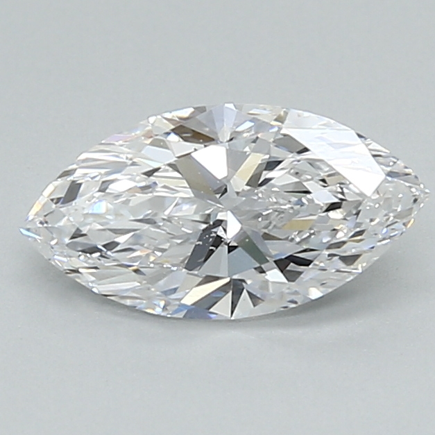 0.91-carat marquise diamond with D color, null cut, and VVS1 clarity.