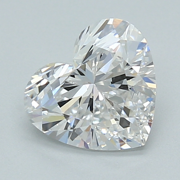 1.1-carat heart diamond with D color, null cut, and VVS2 clarity.