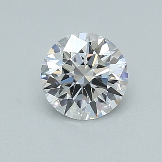 0.39-carat round diamond with D color, null cut, and VVS2 clarity.