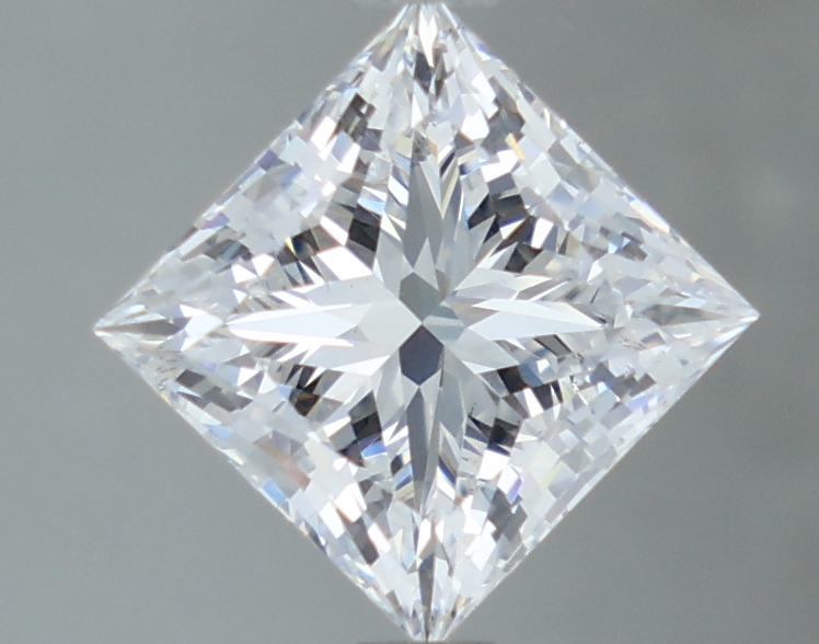 2-carat princess diamond with D color, null cut, and VS2 clarity.