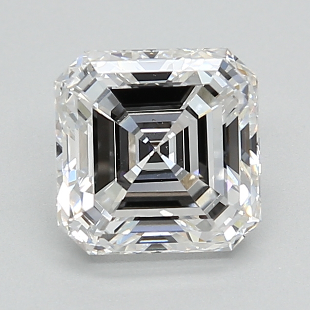 1.51-carat asscher diamond with E color, null cut, and VVS2 clarity.