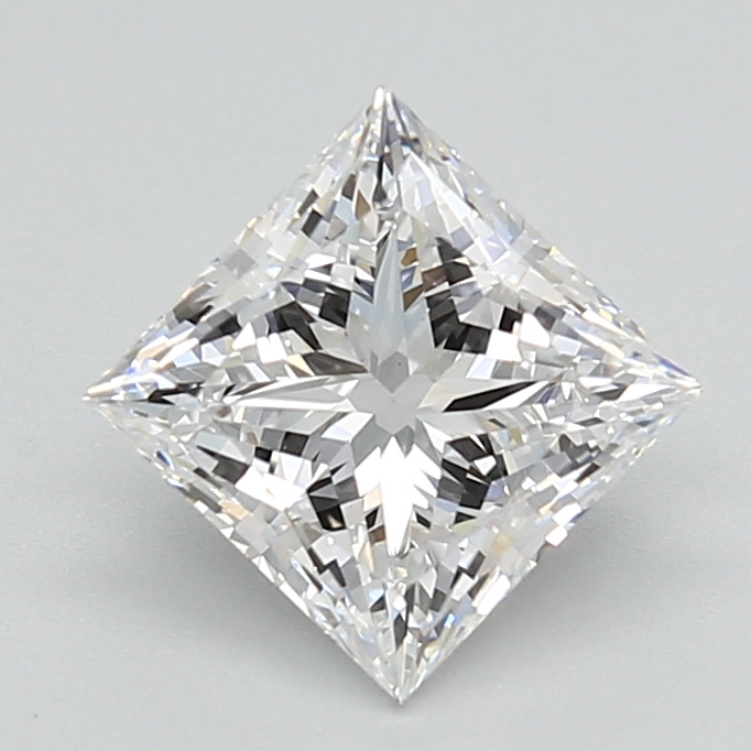 1.4-carat princess diamond with D color, null cut, and VVS2 clarity.