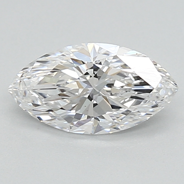 0.64-carat marquise diamond with D color, null cut, and VVS1 clarity.