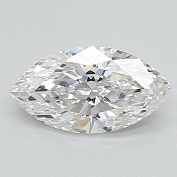 0.53-carat marquise diamond with E color, null cut, and VVS1 clarity.