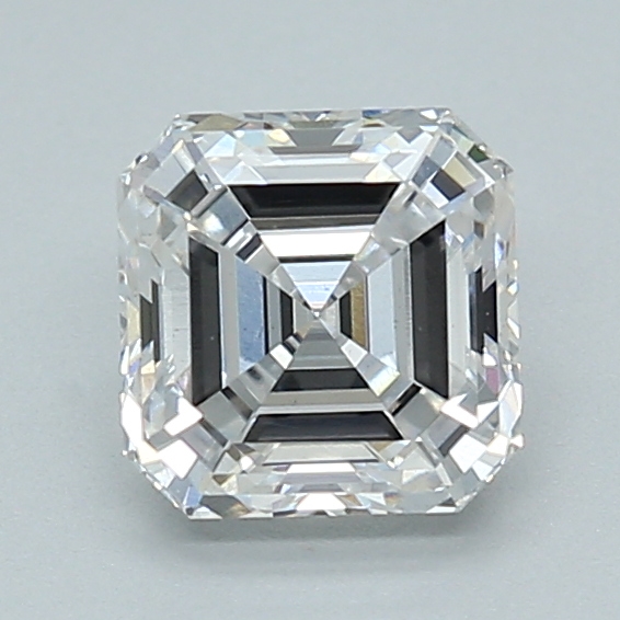 1.07-carat asscher diamond with D color, null cut, and VS1 clarity.
