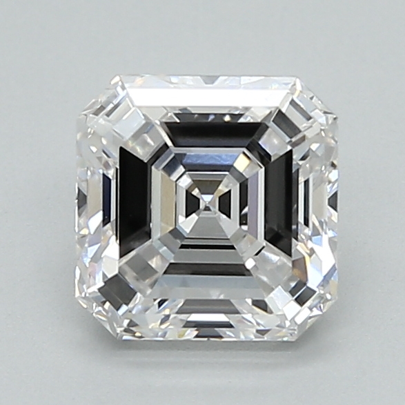 1.45-carat asscher diamond with E color, null cut, and VVS1 clarity.