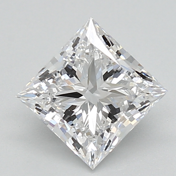 1.06-carat princess diamond with D color, null cut, and VVS2 clarity.