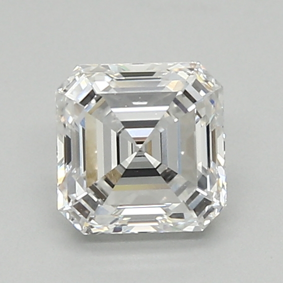 1.05-carat asscher diamond with D color, null cut, and VVS2 clarity.