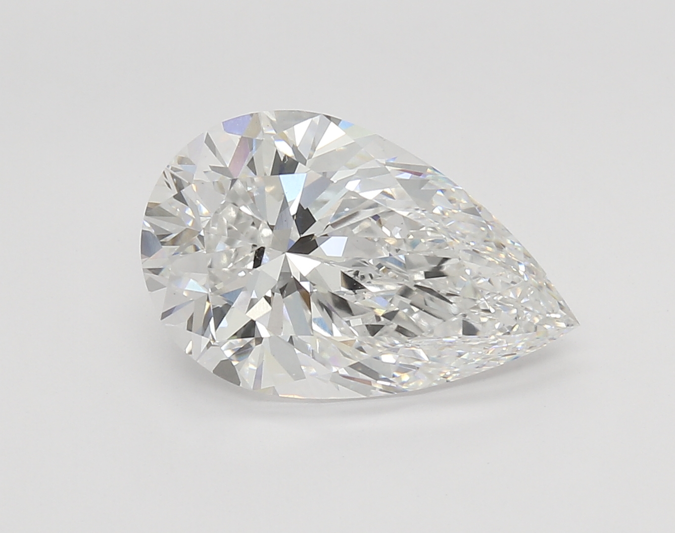 5.3-carat pear diamond with E color, null cut, and VS1 clarity.