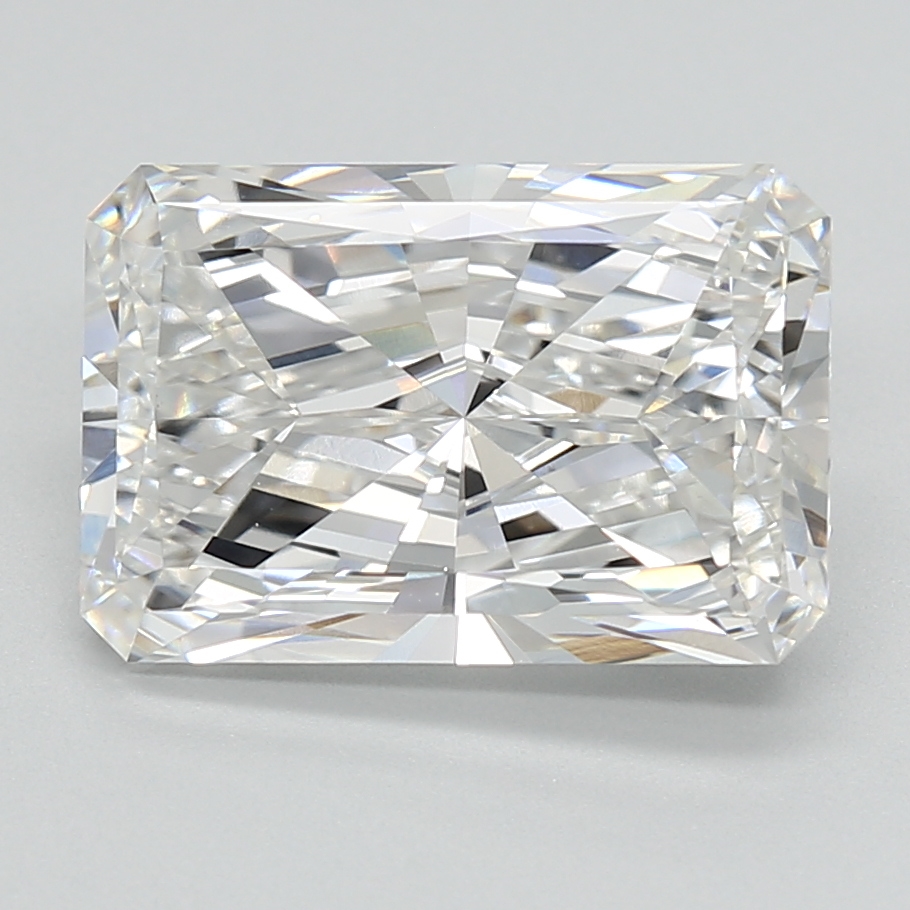 3.82-carat radiant diamond with E color, null cut, and VVS2 clarity.