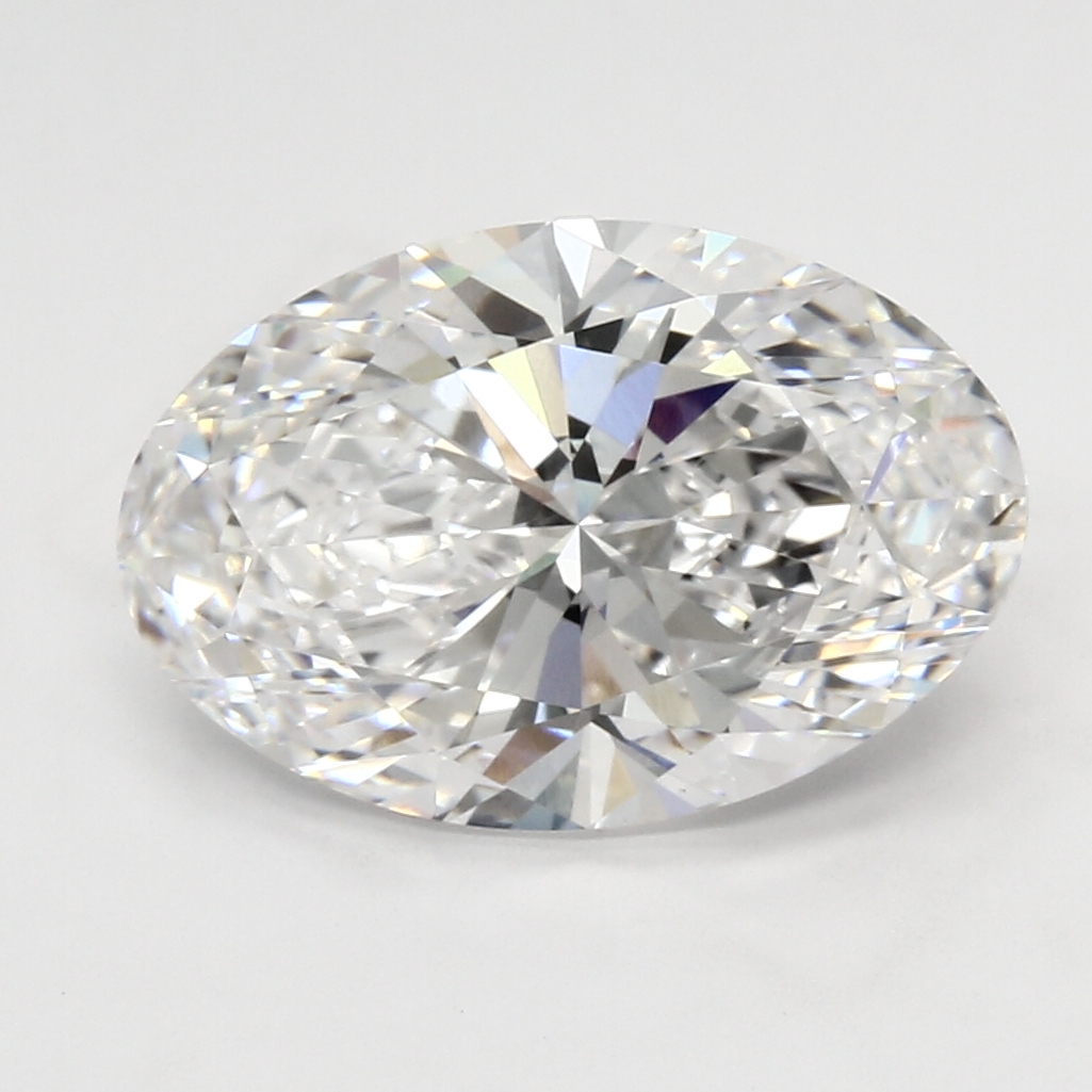 5.12-carat oval diamond with D color, null cut, and VVS2 clarity.