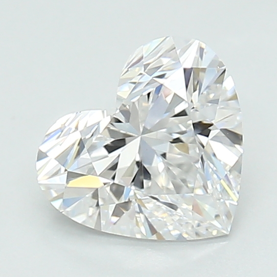 1-carat heart diamond with D color, null cut, and IF clarity.