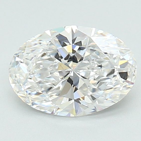 0.96-carat oval diamond with E color, null cut, and VVS1 clarity.