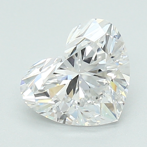 0.97-carat heart diamond with D color, null cut, and VS1 clarity.