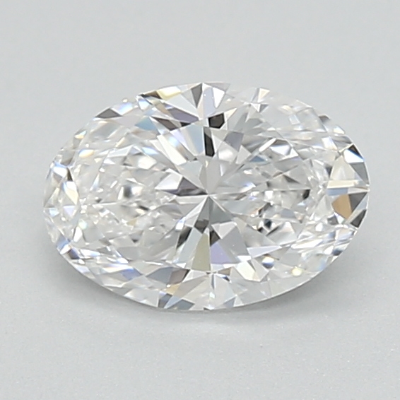 0.69-carat oval diamond with D color, null cut, and VS1 clarity.
