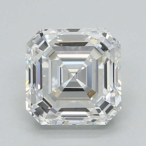 1.4-carat asscher diamond with D color, null cut, and VVS2 clarity.